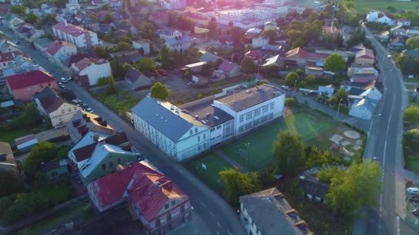 Základní Škola Biala Podlaska Szkola Aerial View Polsko Vysoce Kvalitní — Stock video