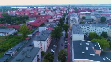 Armii Krajowej Sokağı Elk Deszcz Hava Görüntüsü Polonya. Yüksek kalite 4k görüntü