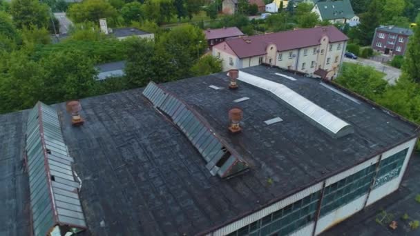 Hall Roof Ostroleka Dach Hali Aerial View Polen Hoge Kwaliteit — Stockvideo