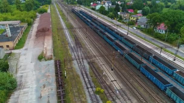 Rastreamentos Ferroviários Ostroleka Tory Kolejowe Aerial View Poland Imagens Alta — Vídeo de Stock