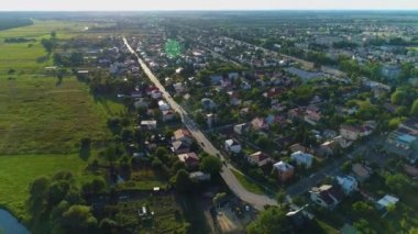 Biala Podlaska Krajobraz Evlerinin Güzel Panoraması Hava Manzaralı Polonya. Yüksek kalite 4k görüntü