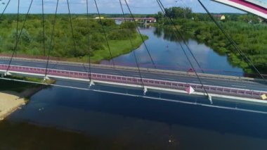 Madalinskiego Köprüsü Narew Nehri Ostroleka En Rzeka Hava Görüntüsü Polonya. Yüksek kalite 4k görüntü