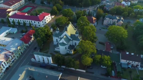 Römisch Katholische Kirche Biala Podlaska Kosciol Luftaufnahme Polen Hochwertiges Filmmaterial — Stockvideo