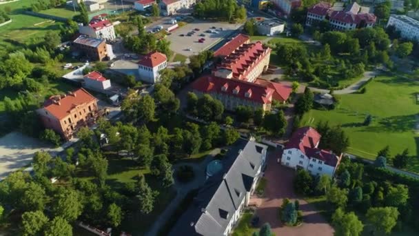 Τοπίο Diocesan Μουσείο Lomza Muzeum Diecezjalne Aerial View Πολωνία Υψηλής — Αρχείο Βίντεο