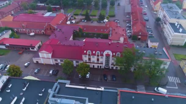 Hotel Armii Krajowej Street Elk Deszcz Rain Aerial View Polen — Stockvideo