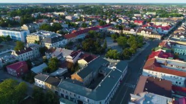 Plac Wolnosci Centrum Biala Podlaska Şehir Merkezi Hava Görüntüsü Polonya. Yüksek kalite 4k görüntü