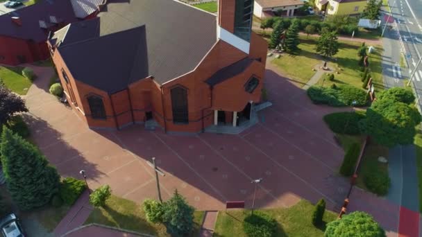 Kirche Osiedle Jagiellonskie Biala Podlaska Kosciol Luftaufnahme Polen Hochwertiges Filmmaterial — Stockvideo