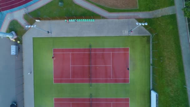 Tennisbanen Lomza Korty Tenisowe Aerial View Polen Hoge Kwaliteit Beeldmateriaal — Stockvideo