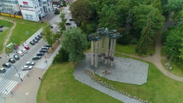 Monumento Heróis Terra Bialystok Pomnik Bohaterow Vista Aérea Polônia Imagens — Vídeo de Stock