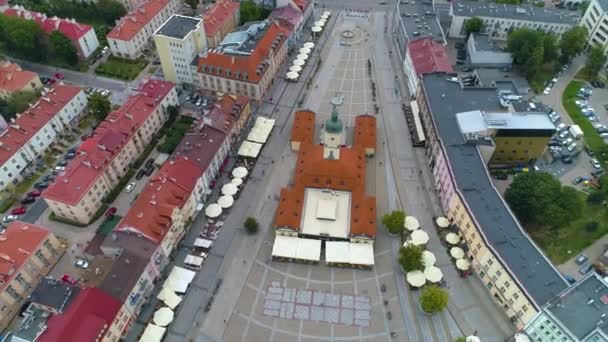 Rada Rynku Starego Miasta Plac Kościuszki Białystok Ratusz Widok Lotu — Wideo stockowe