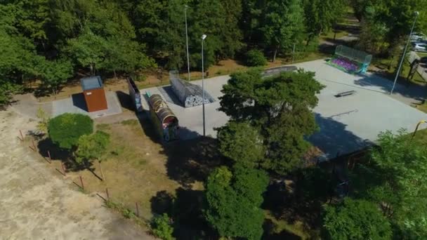 Skatepark Otwock Park Miejski Aerial View Polen Hoge Kwaliteit Beeldmateriaal — Stockvideo