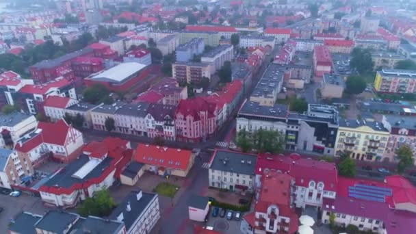 雾中心古城Elk Stare Miasto Kamienice Aerial View Poland 高质量的4K镜头 — 图库视频影像