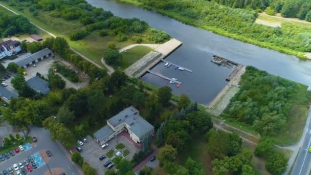 Port River Narew Ostroleka Rzeka Vista Aerea Polonia Filmati Alta — Video Stock