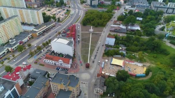 Praça Mercado Bialystok Rynek Sienny Vista Aérea Polônia Imagens Alta — Vídeo de Stock