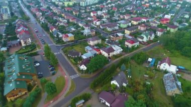 Güzel Ev Suwalki Domy Havacılık Manzarası Polonya. Yüksek kalite 4k görüntü