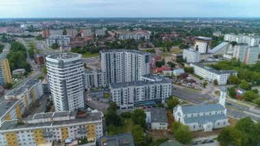 Gökdelen Kaczorowski Sokak Bialystok Wiezowce Hava Görüntüsü Polonya. Yüksek kalite 4k görüntü