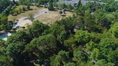 Pumptrack Otwock Tor Rowerowy Park Miejski Havacılık Görünümü Polonya. Yüksek kalite 4k görüntü