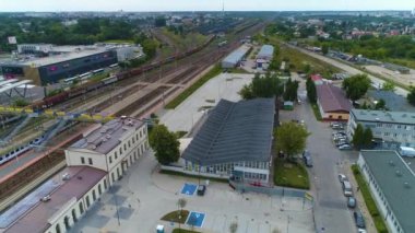 Tren İstasyonu Bialystok Dworzec Kolejowy Hava Görüntüsü Polonya. Yüksek kalite 4k görüntü