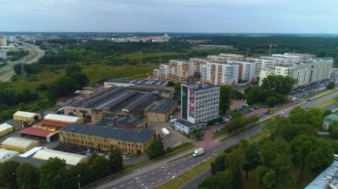 Peyzaj Salonu Bialystok Krajobraz Hala Bloki Hava Görüntüsü Polonya. Yüksek kalite 4k görüntü