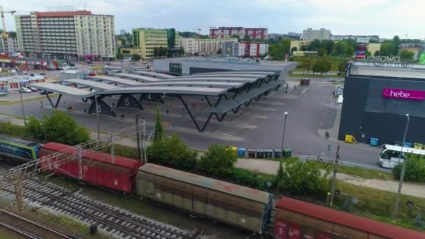 Buszpályaudvar Bialystok Dworzec Autobusowy Pks Aerial View Lengyelország Kiváló Minőségű — Stock videók