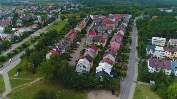 Gyönyörű Panoráma Házak Estate Ostroleka Krajobraz Domy Aerial View Lengyelország — Stock videók