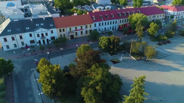 Plac Wolnosci Centrum Biala Podlaska Şehir Merkezi Hava Görüntüsü Polonya — Stok video