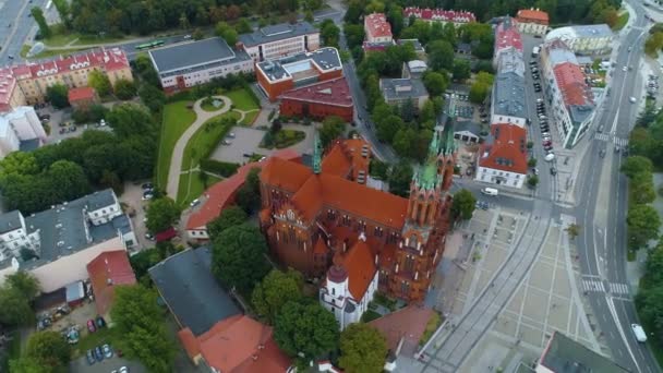 Minor Basilica Bialystok Bazylika Nmp Aerial View Poland Vysoce Kvalitní — Stock video