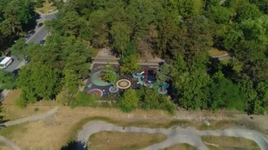 Pumptrack Otwock Tor Rowerowy Park Miejski Havacılık Görünümü Polonya. Yüksek kalite 4k görüntü