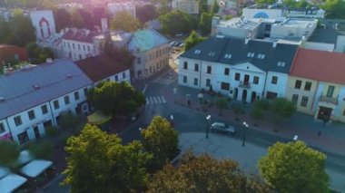 Plac Wolnosci Centrum Biala Podlaska Şehir Merkezi Hava Görüntüsü Polonya. Yüksek kalite 4k görüntü