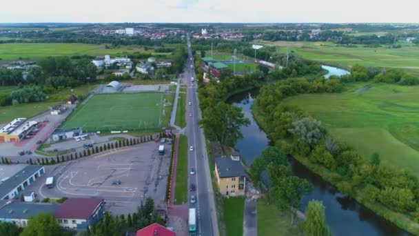 Schöne Landschaft Fluss Narew Lomza Krajobraz Luftaufnahme Polen Hochwertiges Filmmaterial — Stockvideo
