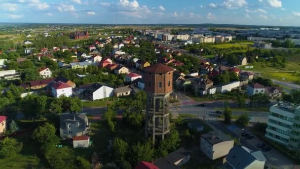 Landschap Watertoren Lomza Wieza Cisnien Luchtfoto Polen Hoge Kwaliteit Beeldmateriaal — Stockvideo
