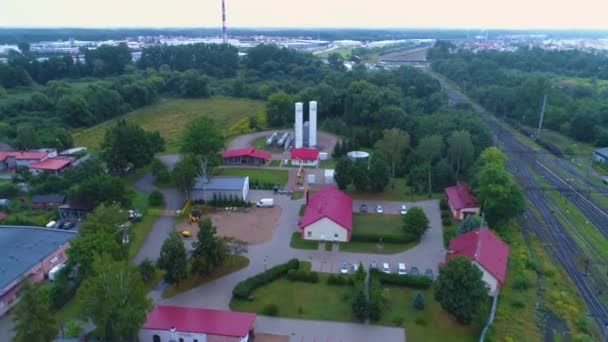 Vasúti Víztorony Elk Kolejowa Wieza Cisnien Aerial View Lengyelország Kiváló — Stock videók