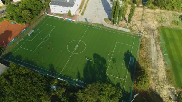 Mks Podlasie Stadion Biala Podlaska Stadion Luchtfoto Polen Hoge Kwaliteit — Stockvideo