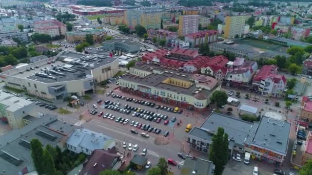 Market Hall Lojas Ostroleka Hala Sklepy Aerial View Poland Imagens — Vídeo de Stock