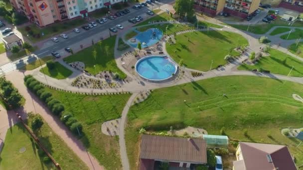 Детская Площадка Osiedle Jagiellonskie Biala Podlaska Plac Zabaw Aerial View — стоковое видео
