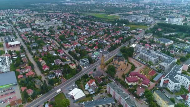 Gyönyörű Panoráma Bialystok Krajobraz Aerial View Lengyelország Kiváló Minőségű Felvételek — Stock videók