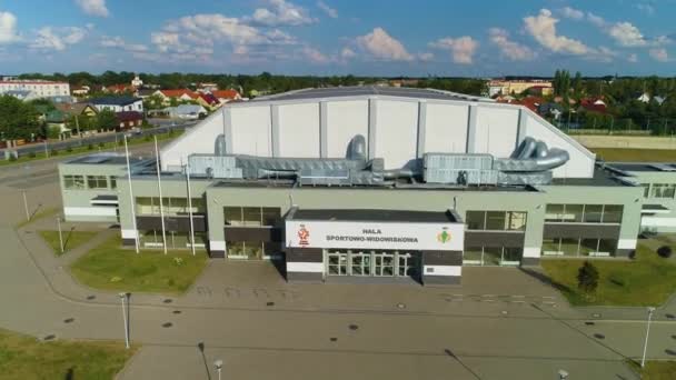 Sportzaal Biala Podlaska Hala Sportowa Uitzicht Vanuit Lucht Polen Hoge — Stockvideo