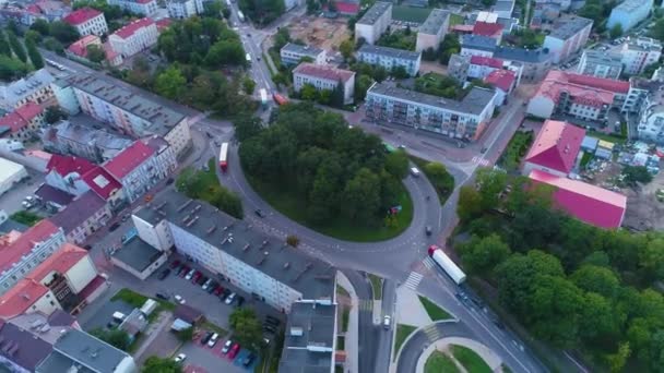 Plac Kosciuszki Square Lomza Airial View Poland 高品質4K映像 — ストック動画