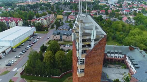 Tower Sanctuary Lomza Sanktuarium Wieza Aerial View Polen Hoge Kwaliteit — Stockvideo