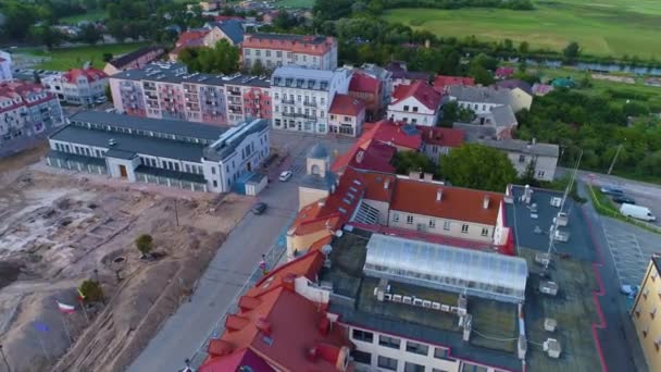 Old Town Market Lomza Stare Miasto Rynek Aerial View Poland — Stock video