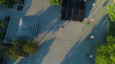 Plac Wolnosci Centrum Biala Podlaska Şehir Merkezi Hava Görüntüsü Polonya. Yüksek kalite 4k görüntü