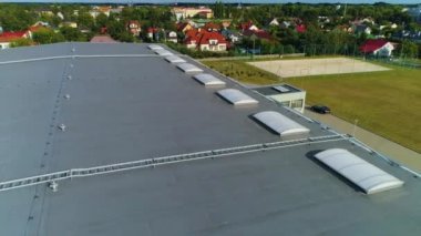 Spor Salonu Sahası Biala Podlaska Hala Sportowa Boisko Hava Manzarası Polonya. Yüksek kalite 4k görüntü