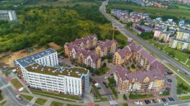 Güzel Apartmanlar Bialystok Wysoki Stoczek Hava Manzaralı Polonya. Yüksek kalite 4k görüntü