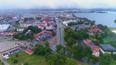 Güzel Panorama Rondo Geyiği Mgla Krajobraz Hava Görüntüsü Polonya. Yüksek kalite 4k görüntü