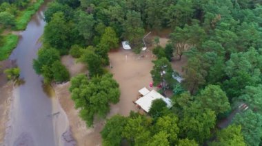 Otwock Rzeka Meydanı Rzeka Limanı Polonya Rıhtımı. Yüksek kalite 4k görüntü