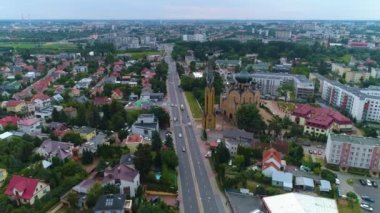 Ortodoks Kilisesi Bialystok Cerkiew Swietego Ducha Hava Görüntüsü Polonya. Yüksek kalite 4k görüntü