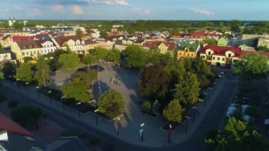 Plac Wolnosci Centrum Biala Podlaska Hava Görüntüsü Polonya. Yüksek kalite 4k görüntü