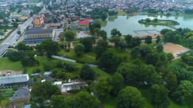 Peyzaj Arcadia Lagoon Suwalki Zalew Arkadia Hava Görüntüsü Polonya. Yüksek kalite 4k görüntü