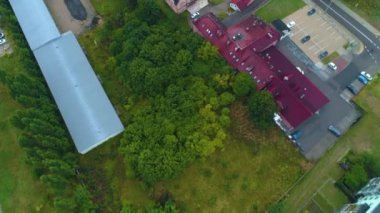 Suwalki Domy 'nin Güzel Konutları Havadan Kuşatma Polonya. Yüksek kalite 4k görüntü