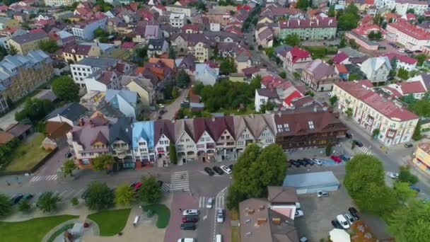 Innenstadt Kopernika Straße Ostroleka Luftaufnahme Polen Hochwertiges Filmmaterial — Stockvideo
